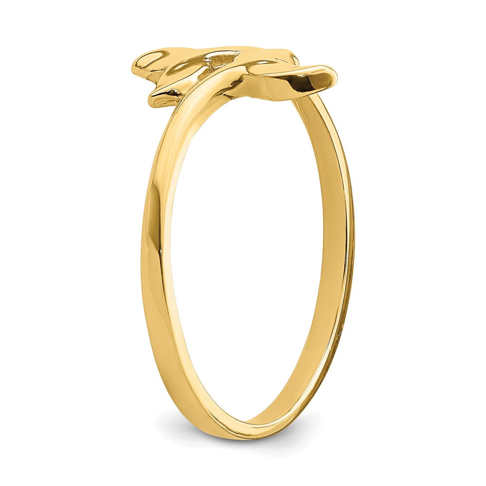 14K Gold Polished Double Whale Tail Ring Size 7
