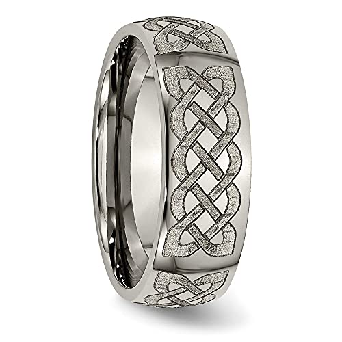 Titanium Polished Celtic Laser Design 8mm Band Size - 8.5