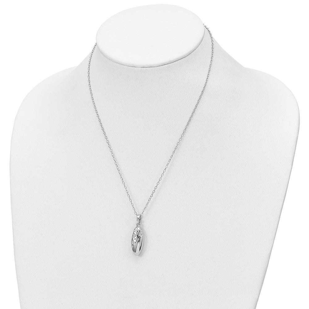 Sentimental Expressions Sterling Silver Rhodium-plated Scrolled Hearts Ash Holder 18 Inch Necklace 18 Inches