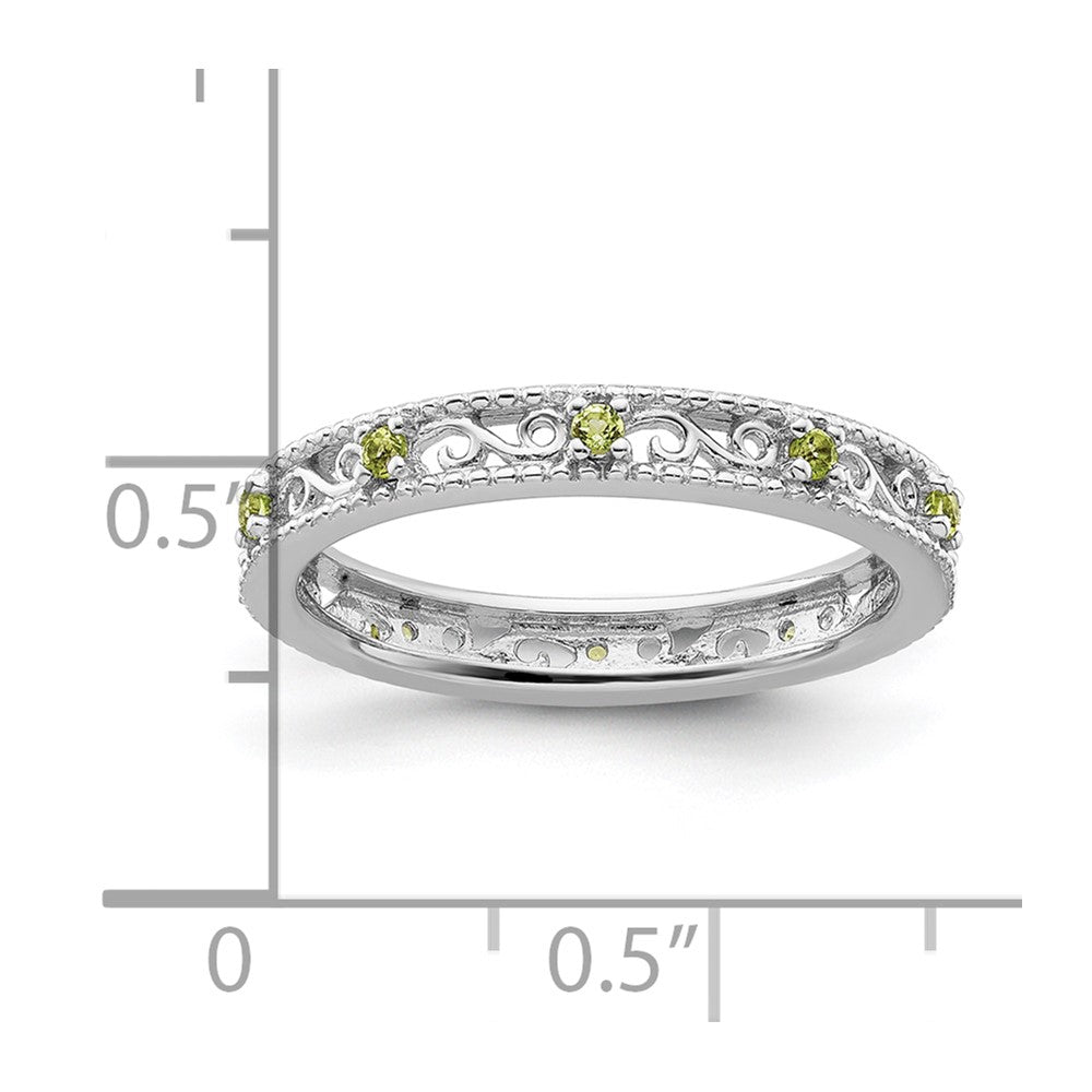 Sterling Silver Stackable Expressions Peridot Ring Size -8