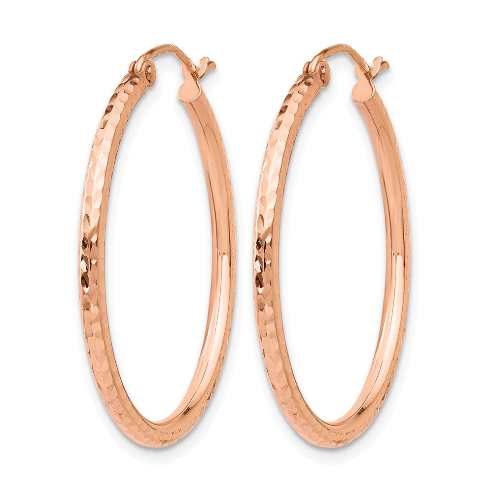 14k Rose Gold Diamond-cut Polished Hoop Earrings