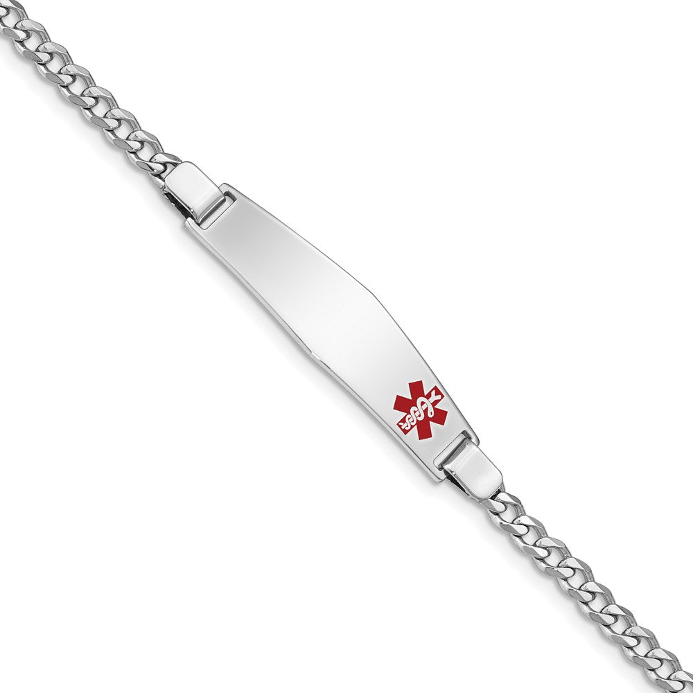 Sterling Silver Rhodium-plated Medical ID Curb Link Bracelet 7 inches