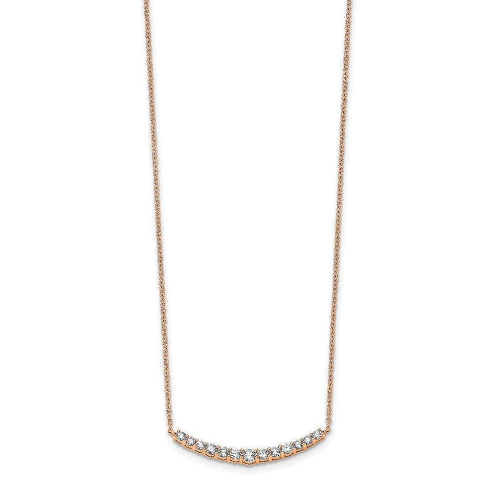 14k Rose Gold 1/2 carat Lab Grown Diamond VS/SI+ G+ 18 inch Fashion Bar Necklace