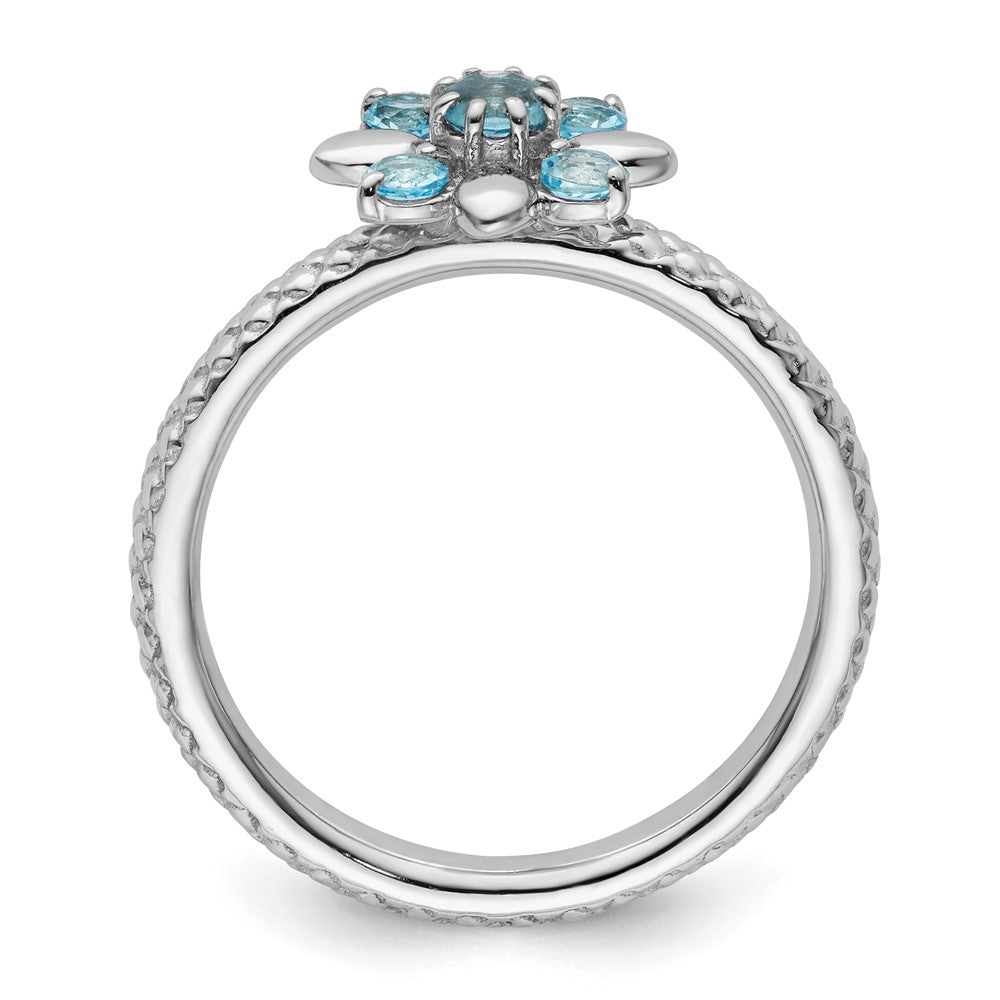 Sterling Silver Stackable Expressions Blue Topaz Ring Size -5
