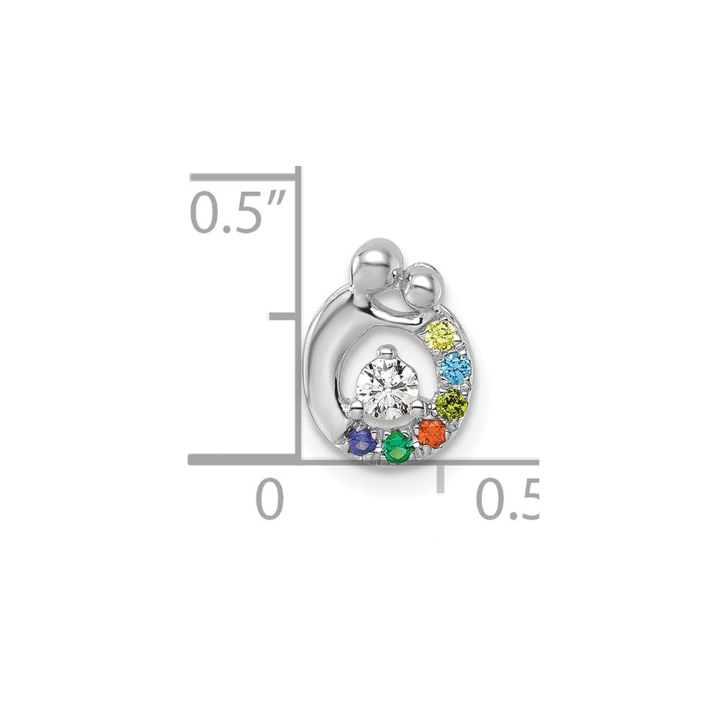 14k WG 6 Birthstone and Dia Mother/Child Chain Slide Semi-mount