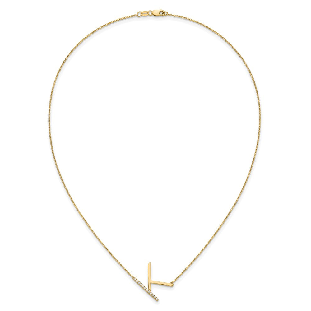 14K Sideways Diamond Initial K Necklace
