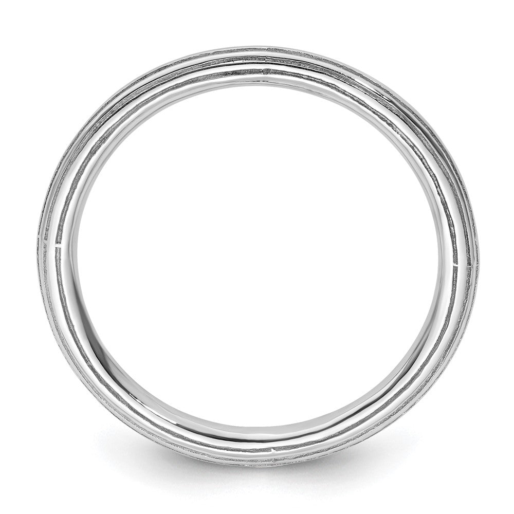 Sterling Silver Stackable Expressions Rhodium Step-down Ring Size -5