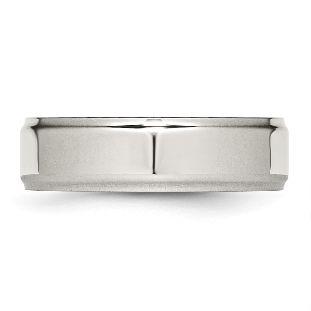 Stainless Steel Polished 7mm Ridged Edge Band Size - 12