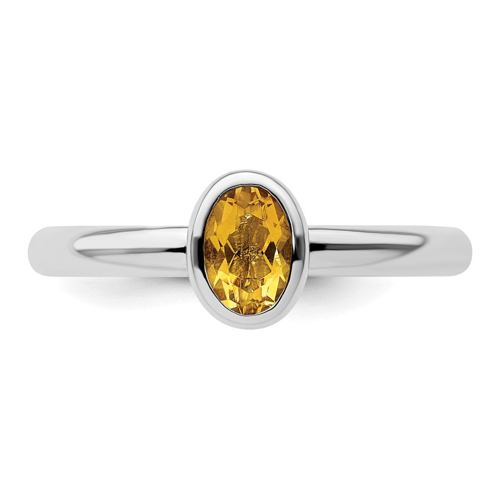 Sterling Silver Stackable Expressions Oval Citrine Ring Size -5