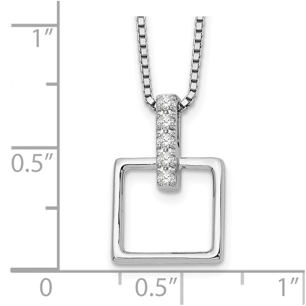 White Ice Sterling Silver Rhodium-plated 18 Inch Diamond Open Squared Necklace with 2 Inch Extender 18 Inches