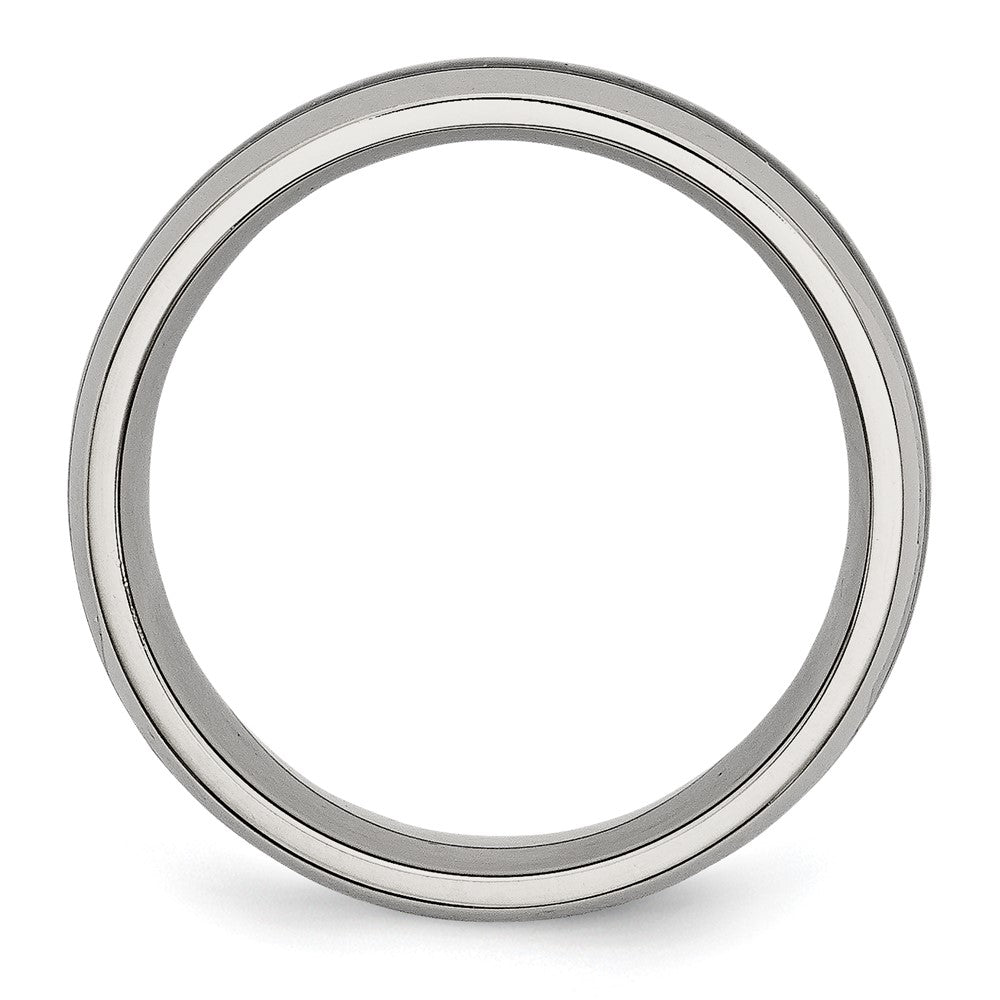 Stainless Steel Polished w/ Black Carbon Fiber Inlay 8mm Band Size - 7