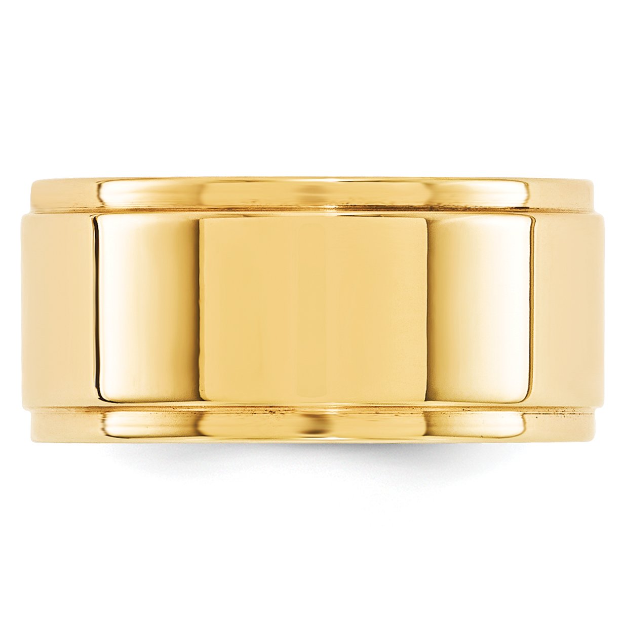 14k Yellow Gold 10mm Flat with Step Edge Wedding Band Size 10