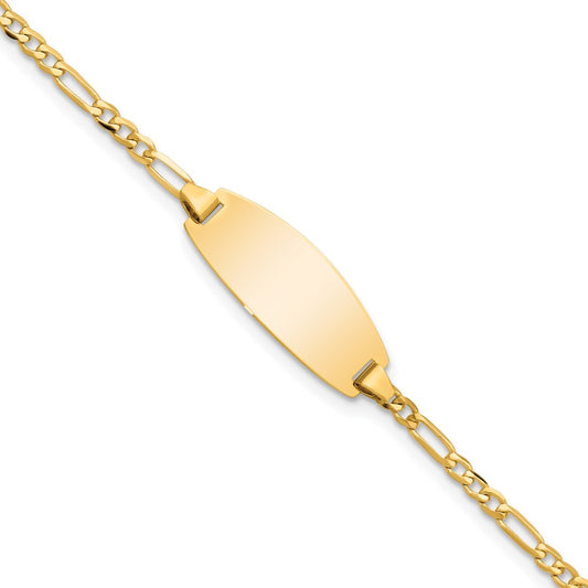 14k Oval Figaro ID Bracelet 5.5  inches