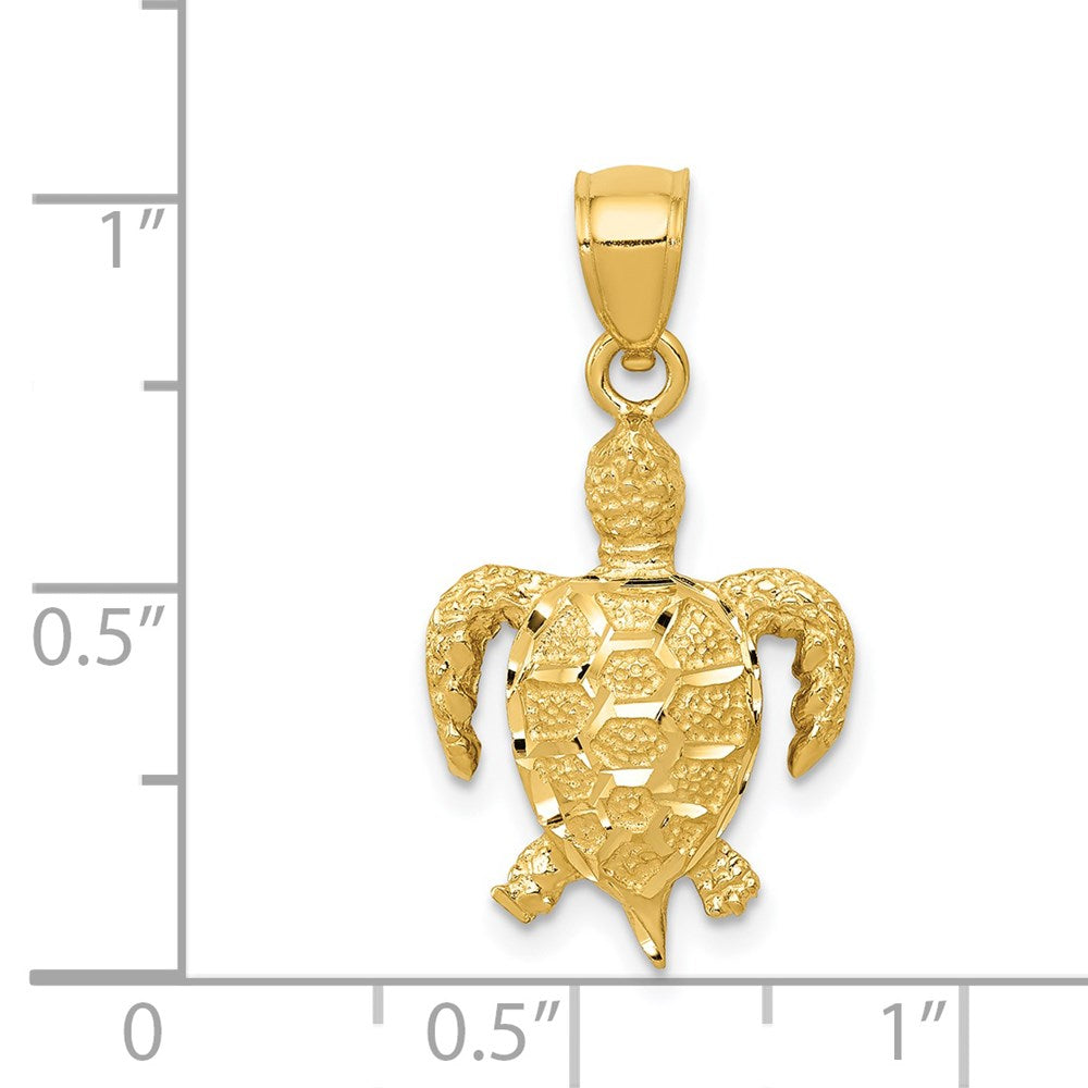 14K Turtle Pendant Yellow Gold