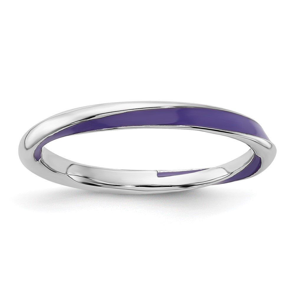 Sterling Silver Stackable Expressions Twisted Purple Enameled Ring Size -7