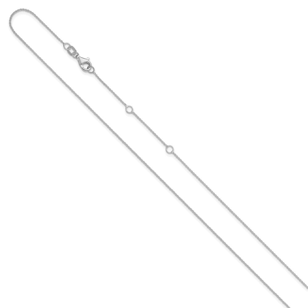 14k White Gold .9mm Round Cable 1in+1in Adjustable Chain
