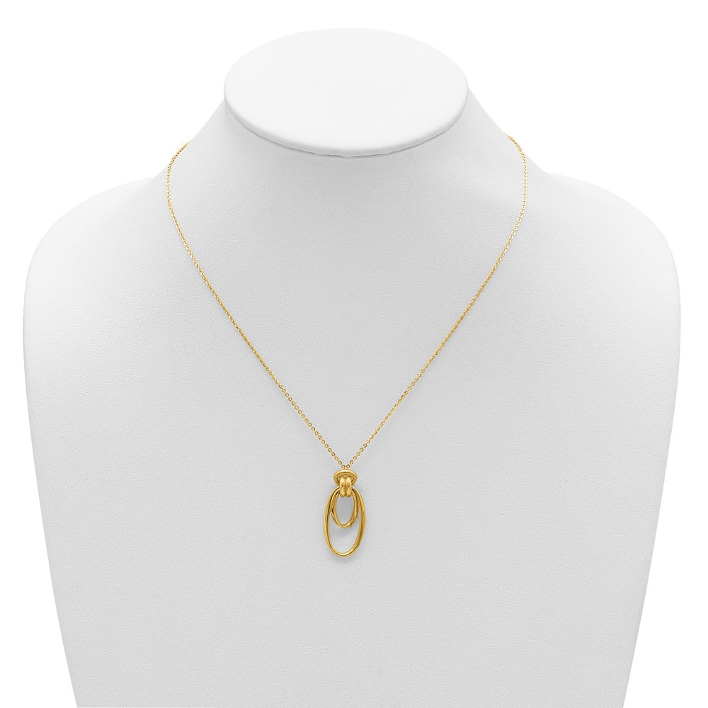 14K Polished Fancy Ovals with 2in  Ext. Necklace