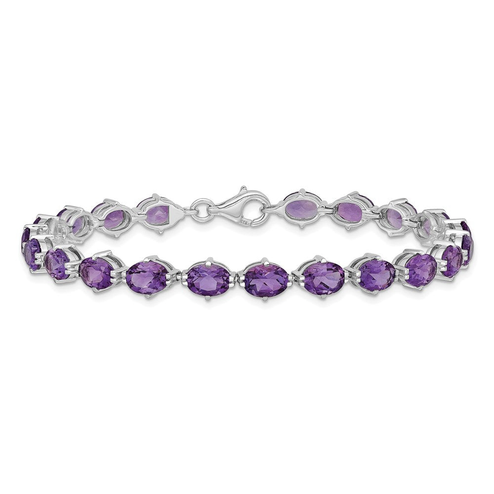 Sterling Silver Rhodium-plated Amethyst Bracelet 7 inches