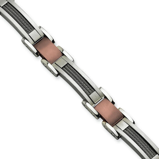 Stainless Steel Chocolate IP-plated 8.5in Bracelet