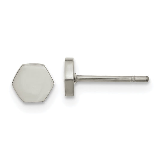 Stainless Steel Polished Hexagon Earrings