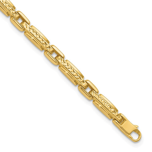 14K Polished Diamond-cut Fancy Link Reversible Bracelet 7.5  inches