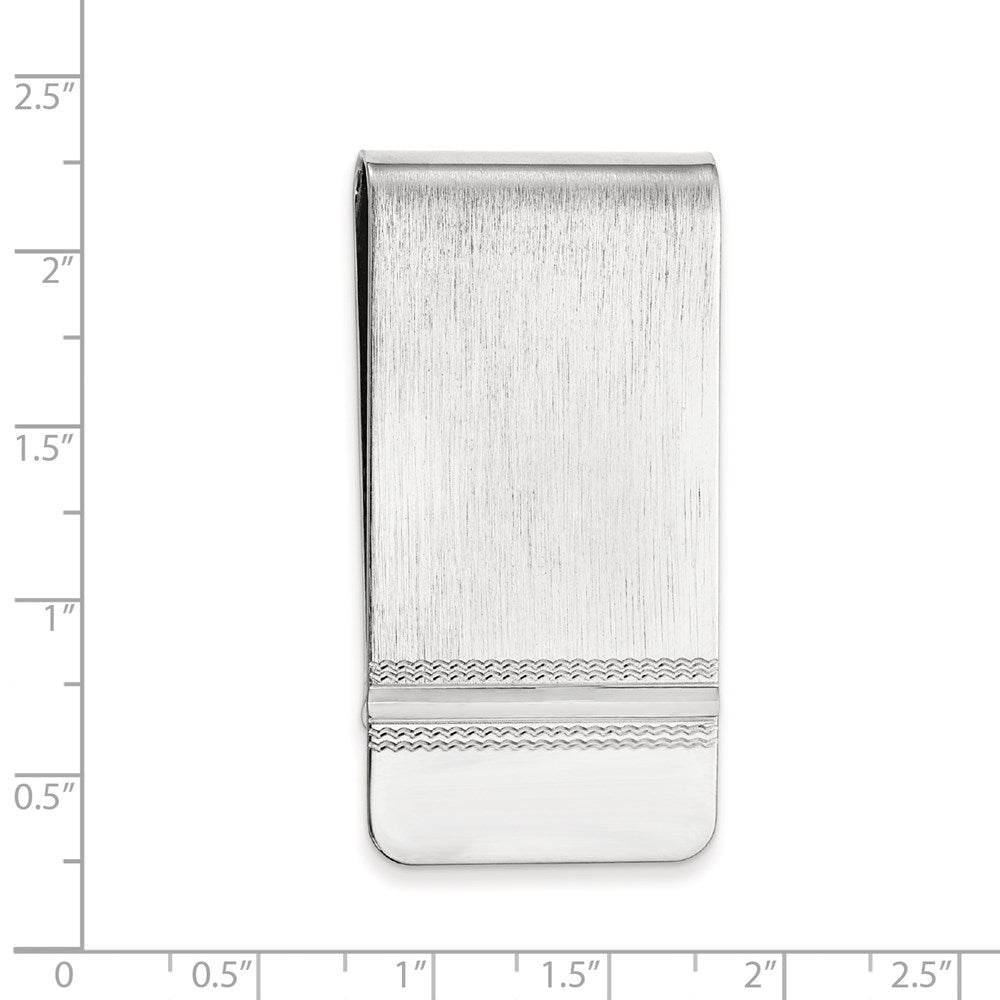 Rhodium-plated Kelly Waters Satin Money Clip with Polished End