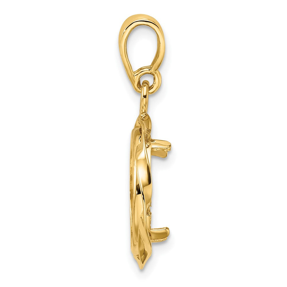Wideband Distinguished Coin Jewelry 14k Polished Hand Twisted Ribbon 13.0mm Prong Coin Bezel Pendant