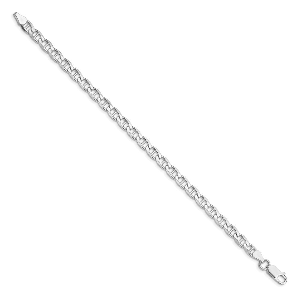 Sterling Silver Rhodium-plated 5.7mm D/C Flat Anchor Curb Chain 8 inches