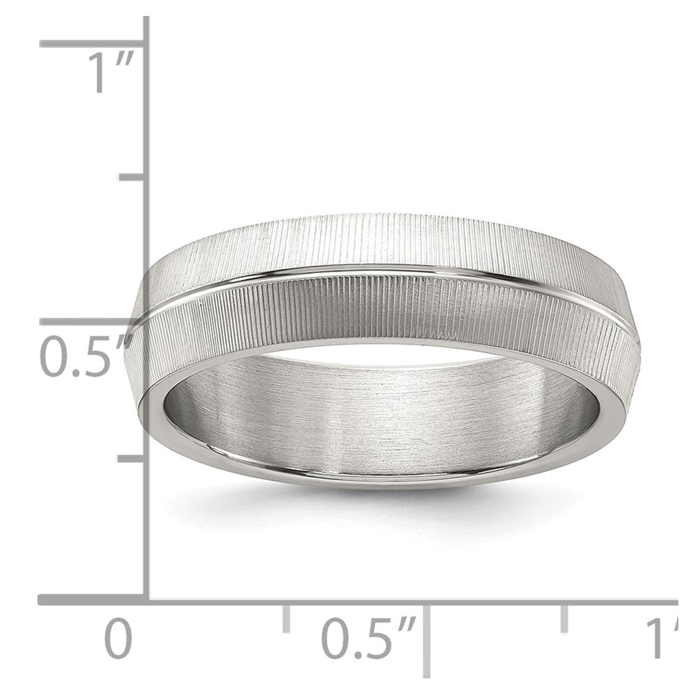 Chisel Titanium Polished and Textured 6mm Band Size - 12.5