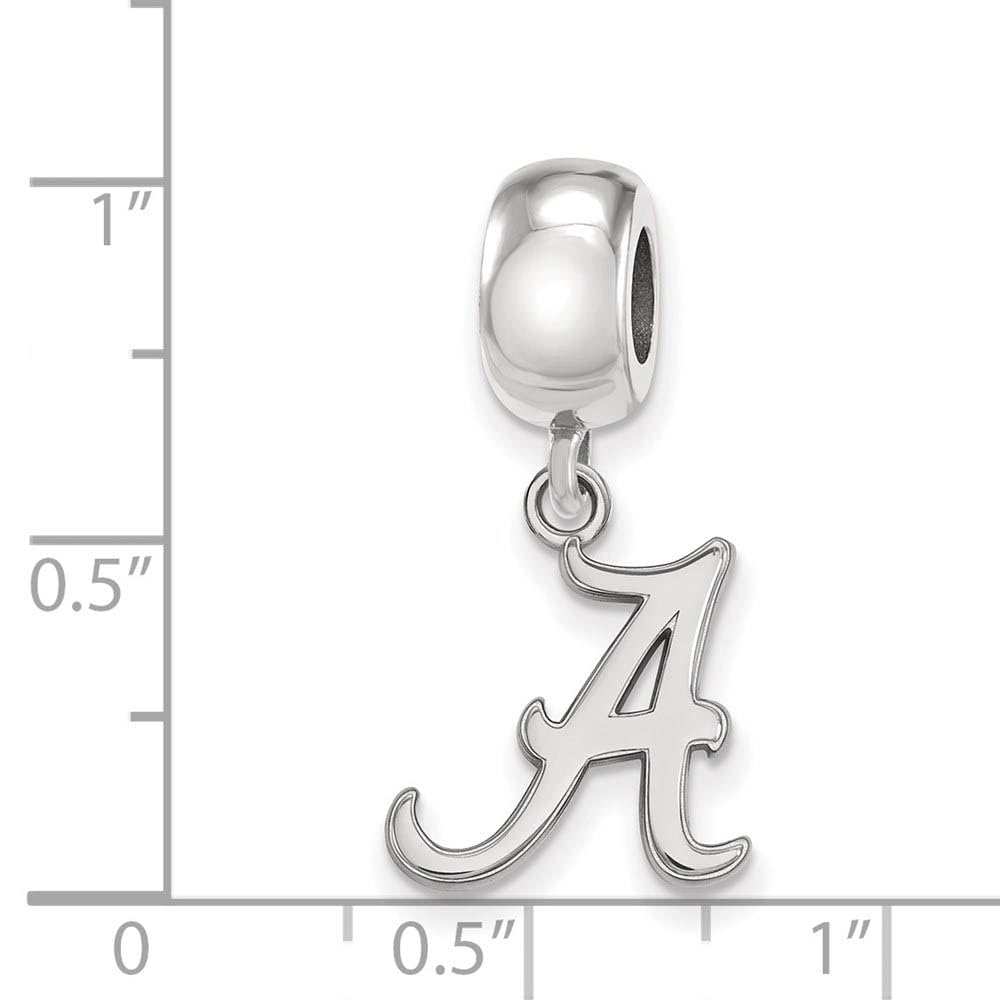 Sterling Silver Rhodium-plated LogoArt University of Alabama Letter A Small Dangle Bead Charm