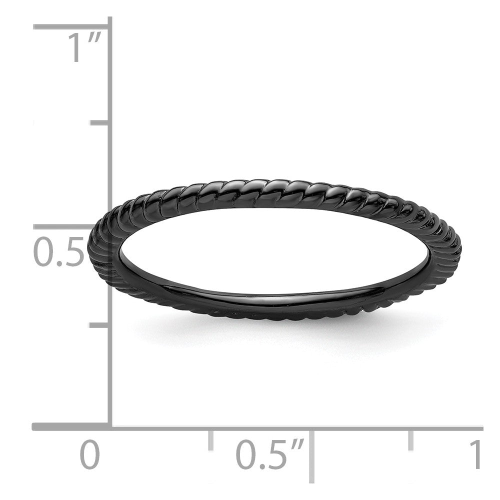 Sterling Silver Stackable Expressions Black-plated Twisted Ring Size -8