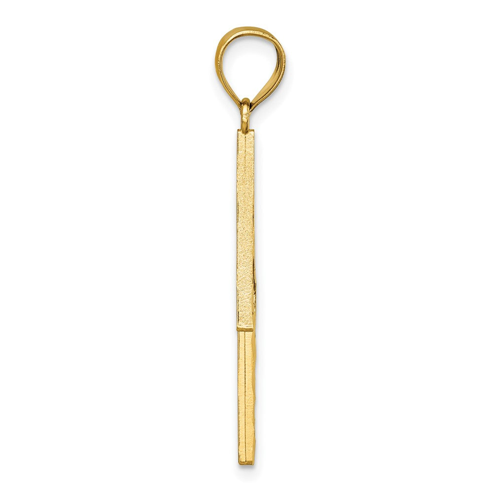 14k Polished Diamond-cut Textured Lighting Bolt Pendant