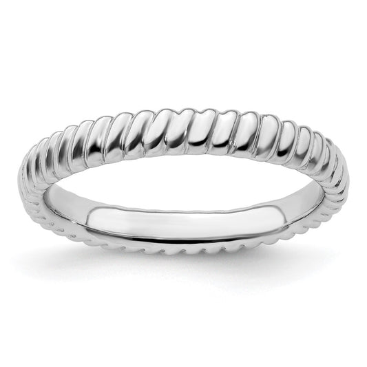 Sterling Silver Stackable Expressions Rhodium Ring Size -10