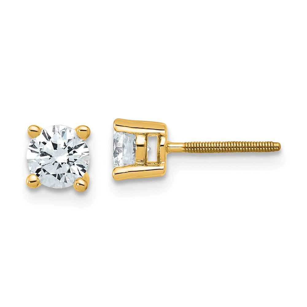 14k Yellow Gold 3/4 ctw Certified Lab Grown Diamond VS/SI+ G+ Round 4 Prong Heavy Wt. Screwback Stud Earrings