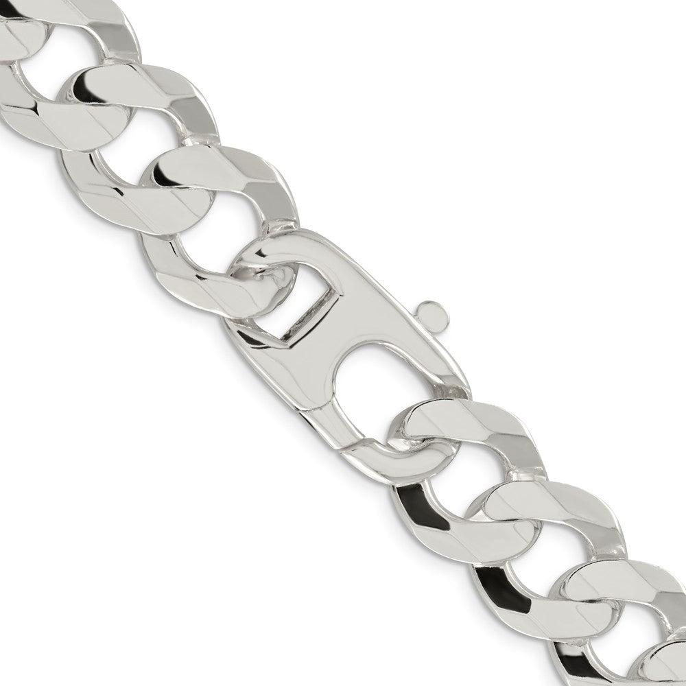 Sterling Silver 15.75mm Concave Beveled Curb Chain 20 Inches