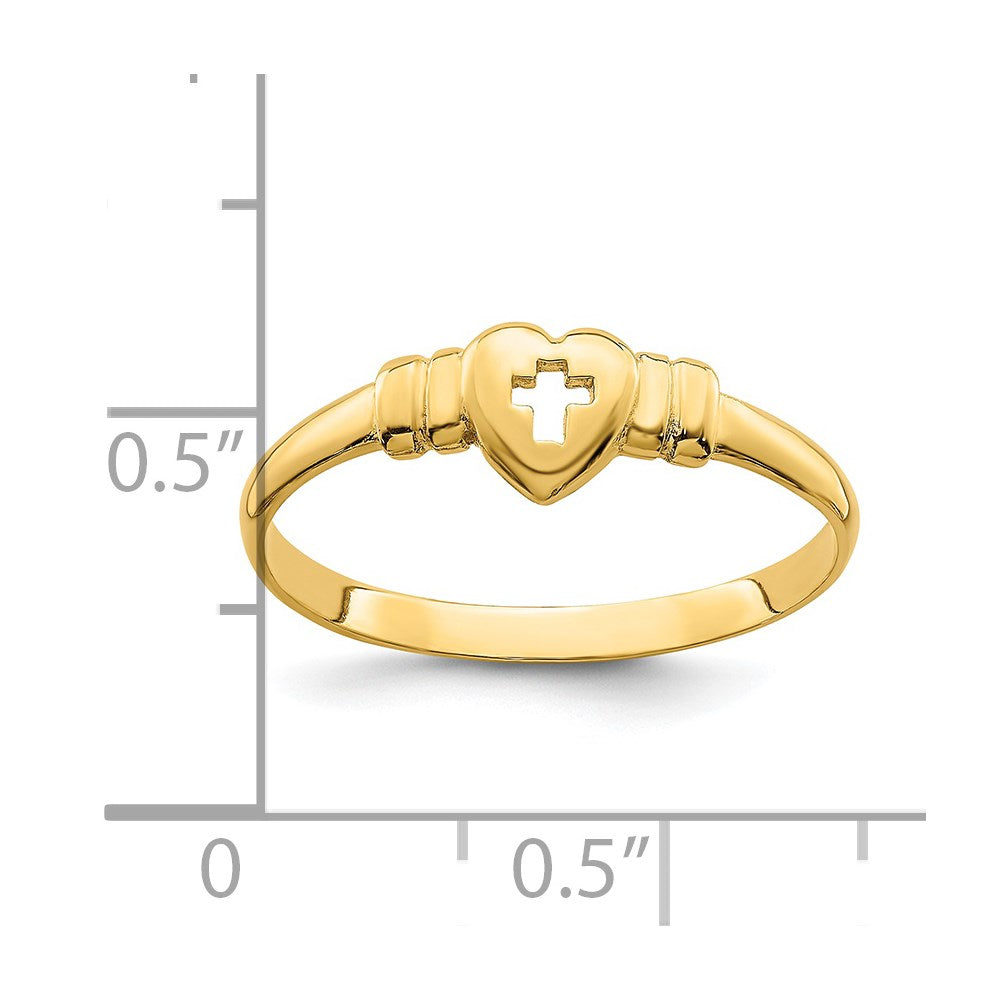 14k Heart w/Cut-Out Cross Ring Size 6