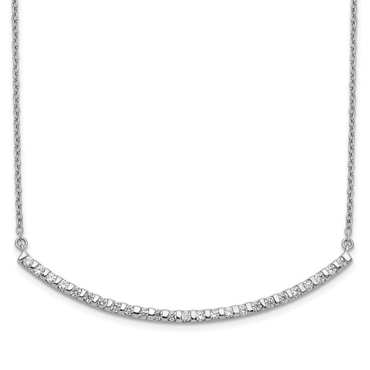 14k White Gold 1/2 carat Lab Grown Diamond VS/SI+ G+ 18 inch Curved Bar Necklace