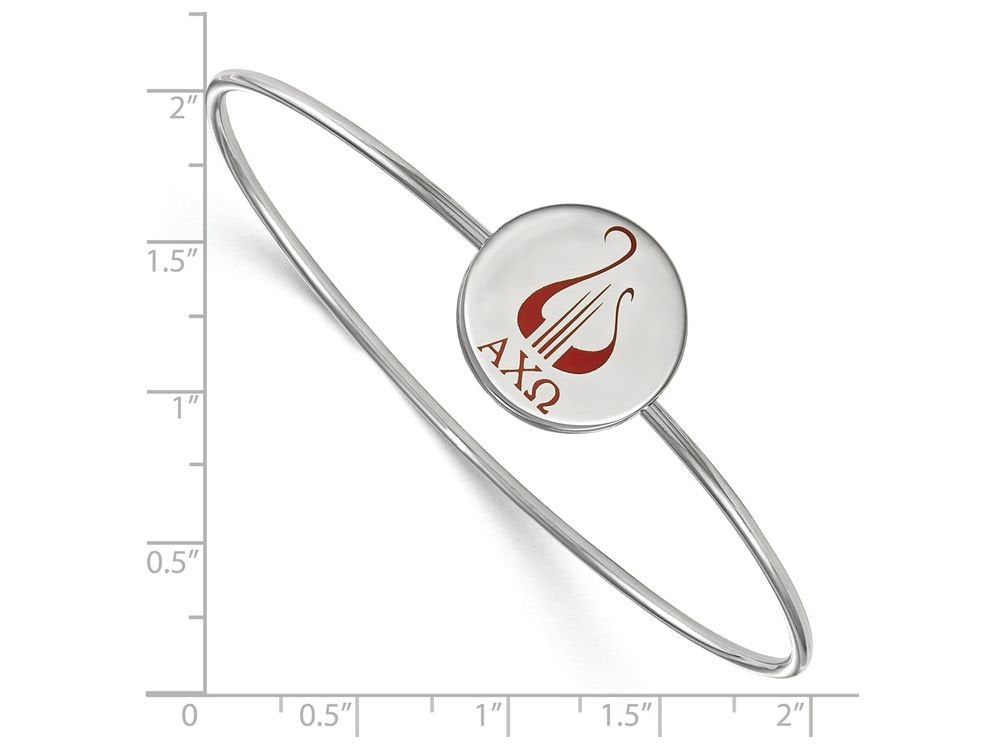 Sterling Silver Official Licensed Greek Sororities 7in Alpha Chi Omega (???) Enameled Slip-on Bangle