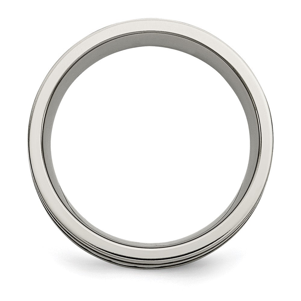 Titanium Antiqued & Brushed w/Sterling Silver Braided Inlay 8mm Band Size - 8.5