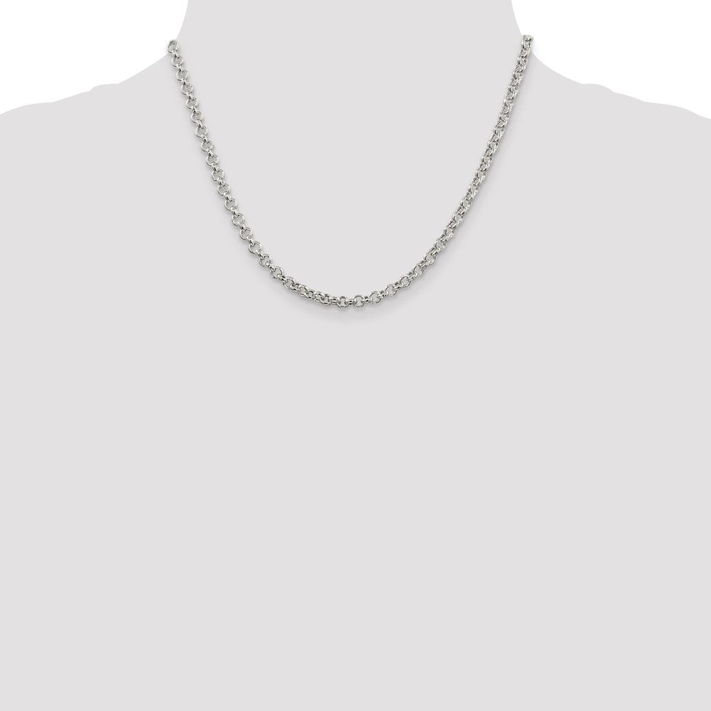 Sterling Silver 4.25mm Semi-solid Rolo Chain 18 Inches