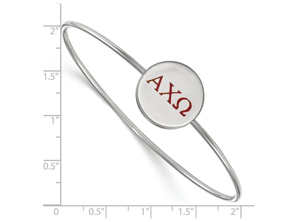 Sterling Silver Official Licensed Greek Sororities 7in Alpha Chi Omega (???) Enameled Slip-on Bangle