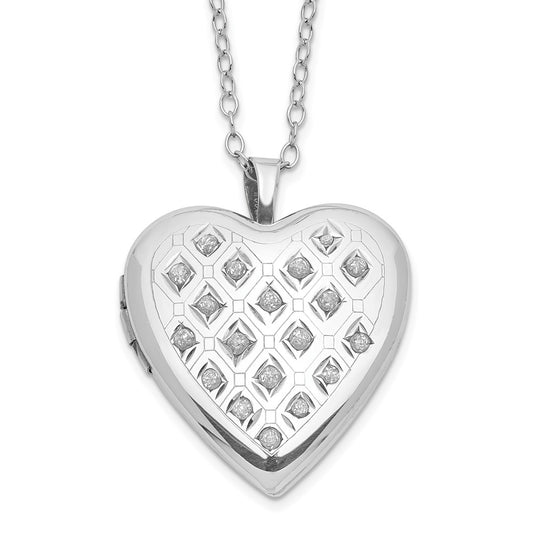Diamond Fascination Diamond Mystique Sterling Silver Platinum-plated Diamond Heart Locket
