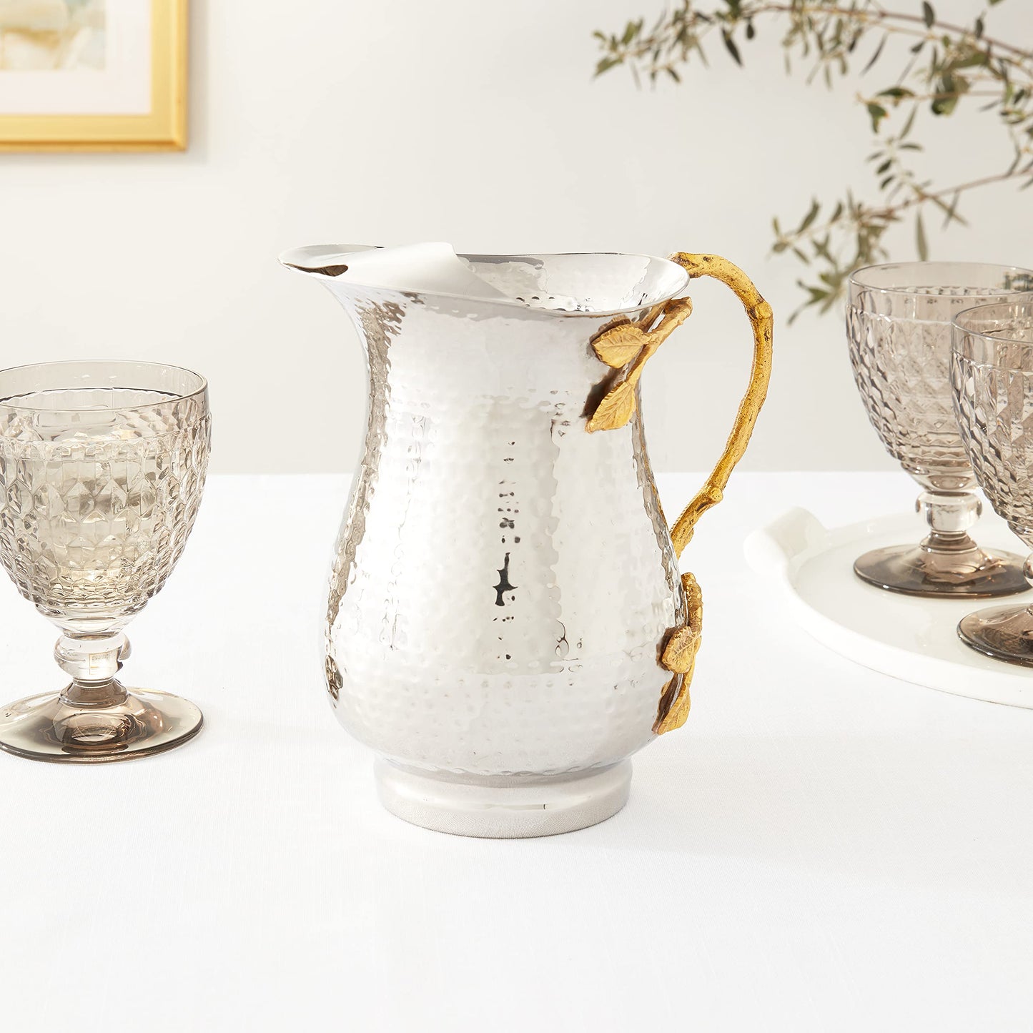 Leeber 70028 7.5 in. Golden Vine Hammered Pitcher