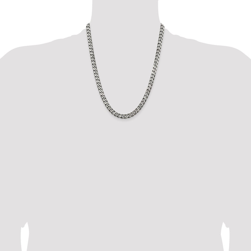 Sterling Silver Antiqued 6.5mm Curb Chain 22 Inches