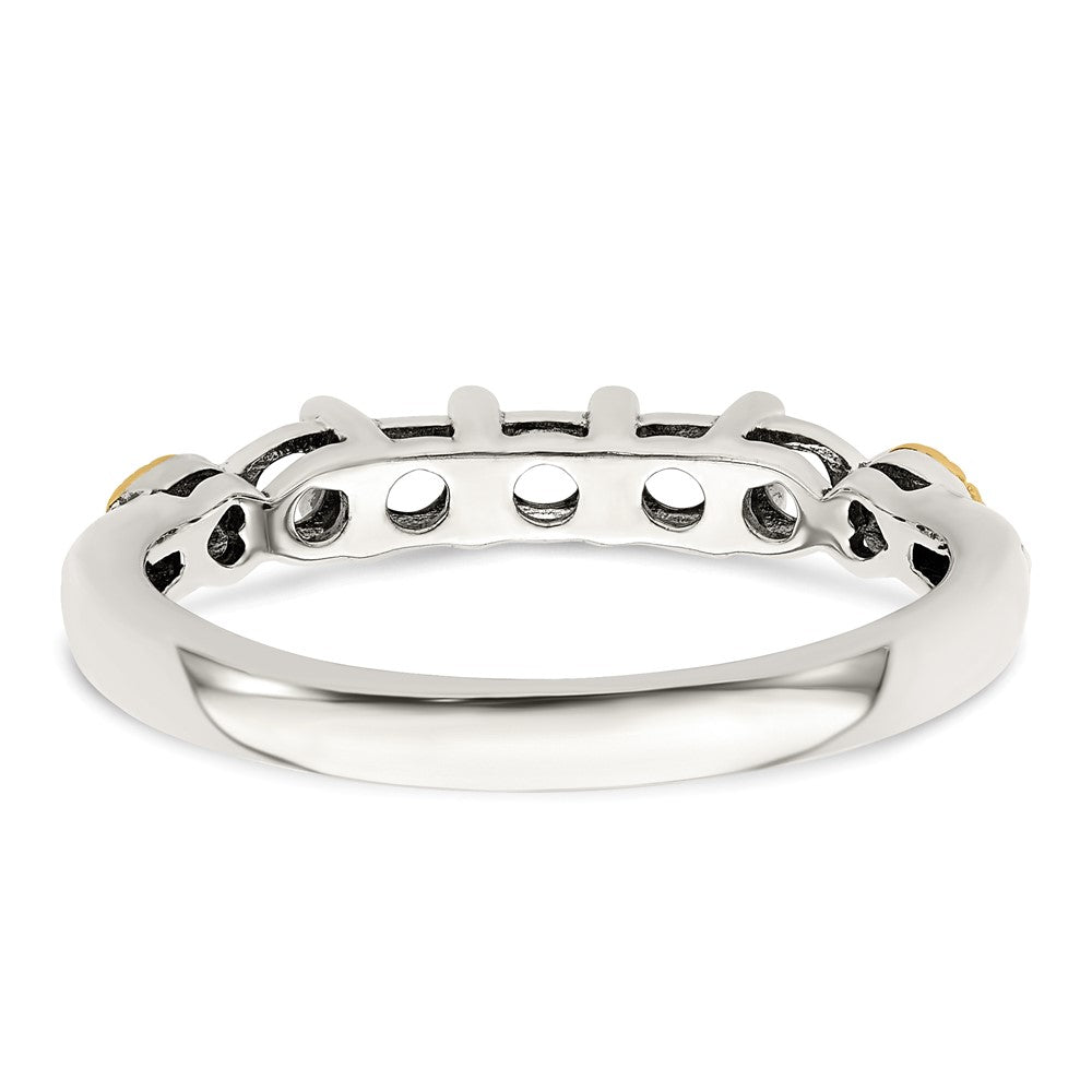 Sterling Silver Antiqued w/14k 5-stone w/Diamond Mother's Semi-Mount Ring