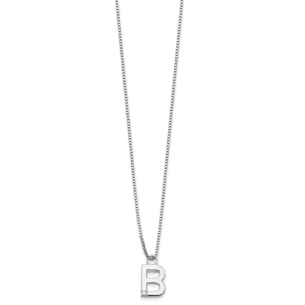 White Ice Sterling Silver Rhodium-plated 18inch Diamond Letter B Initial Necklace plus 2 inch Extender 18 Inches