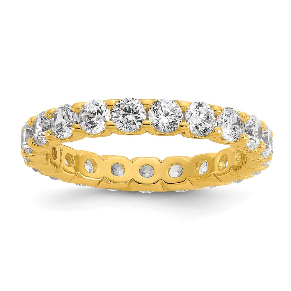 Sterling Shimmer Sterling Silver Gold-tone Flash Gold-plated 3mm CZ 22 Stone Eternity Band