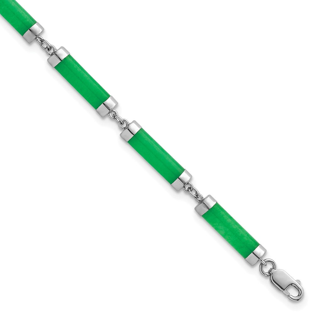 Sterling Silver Rhodium-plated Polished Jade Bars 8 Inch Bracelet 8 inches