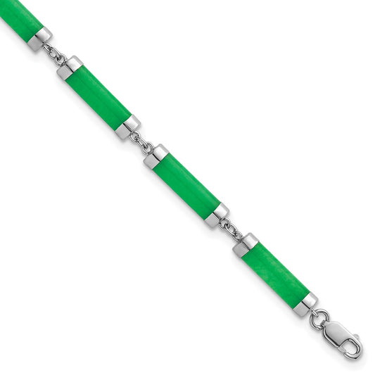 Sterling Silver Rhodium-plated Polished Jade Bars 8 Inch Bracelet 8 inches