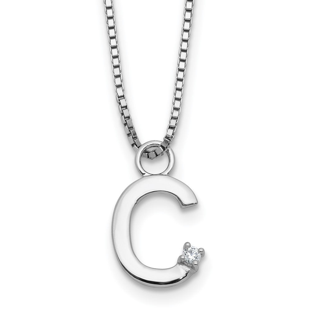 White Ice Sterling Silver Rhodium-plated 18inch Diamond Letter C Initial Necklace plus 2 inch Extender 18 Inches